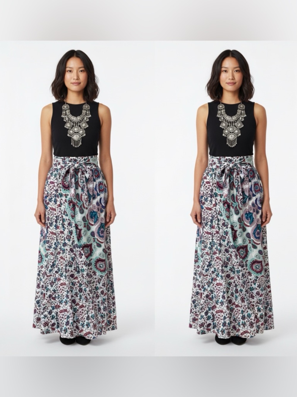 Handmade Boho Maxi Skirt High Waist Wrap Around